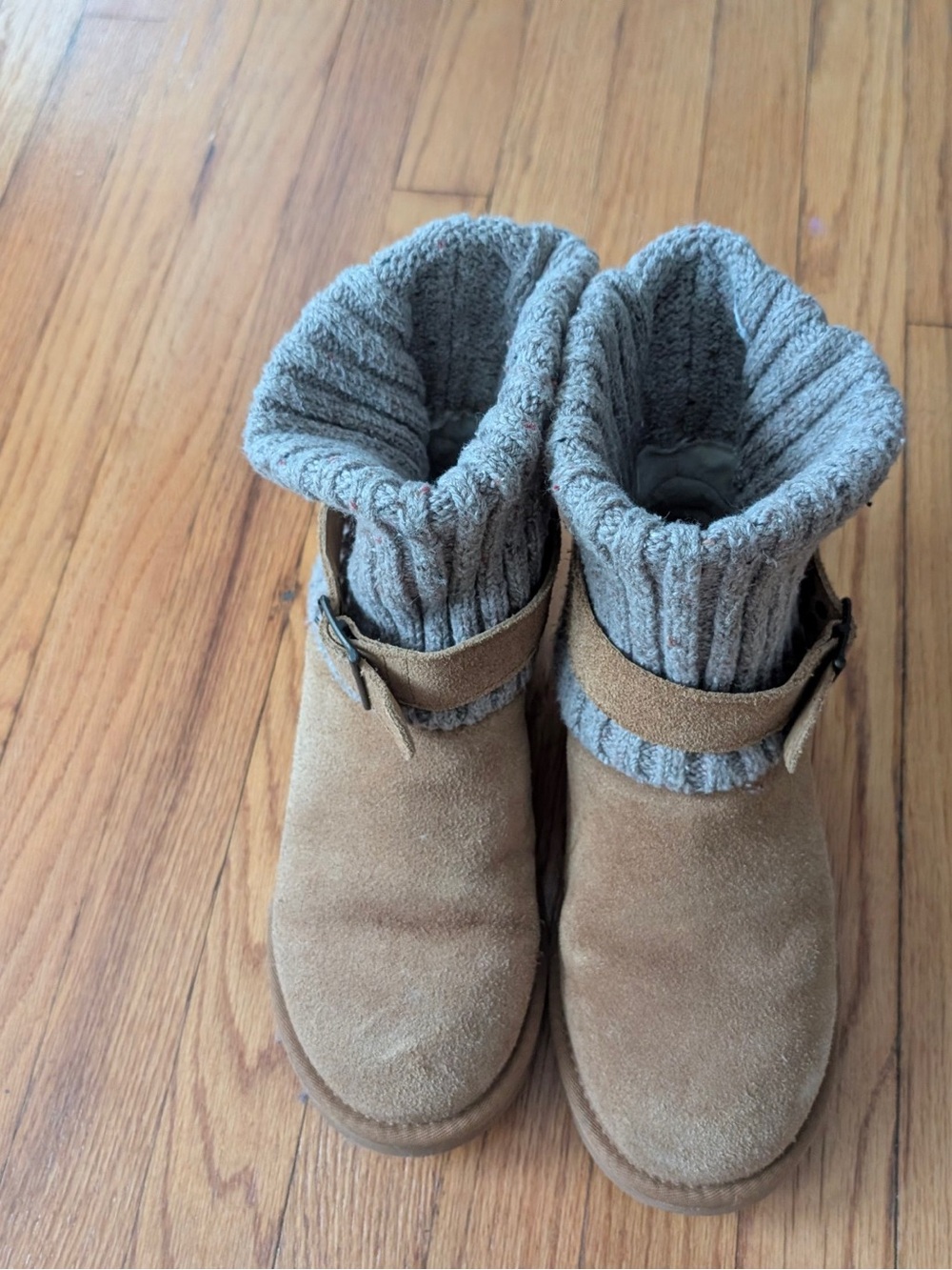 Women’s UGG Cozy Suede Ankle Boots with Knit Cuff - Tan
